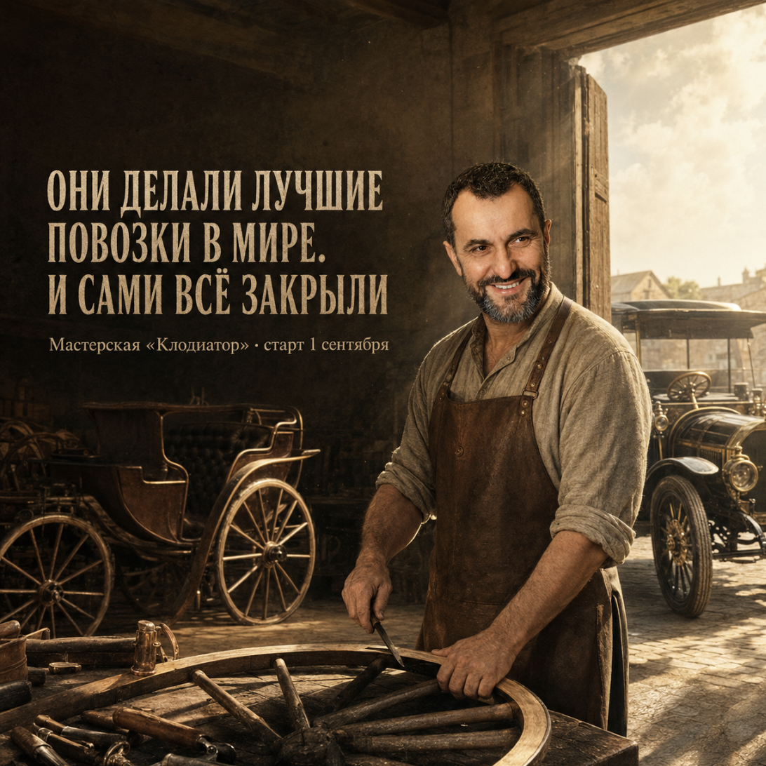 Мастер-каретник между конной повозкой и первым автомобилем